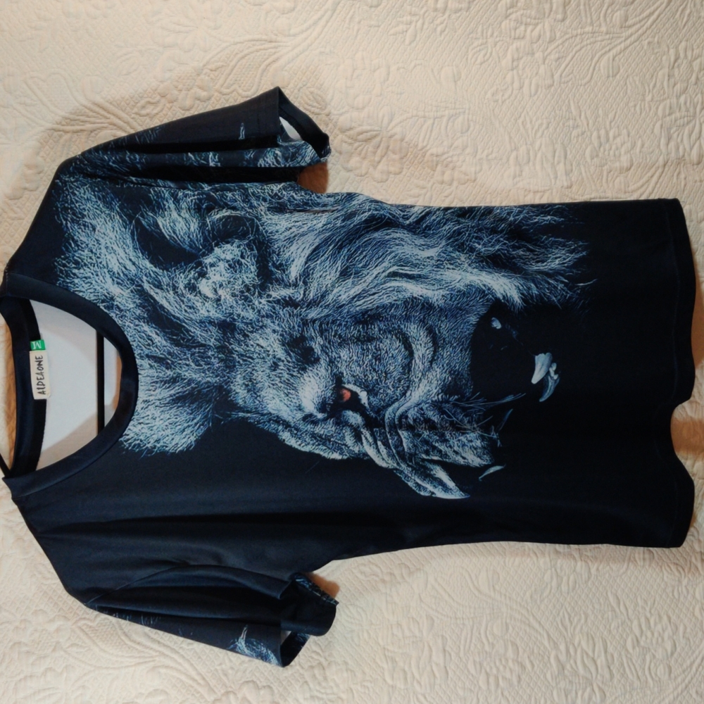 Aideaone Lion Print Short Sleeve Shirt